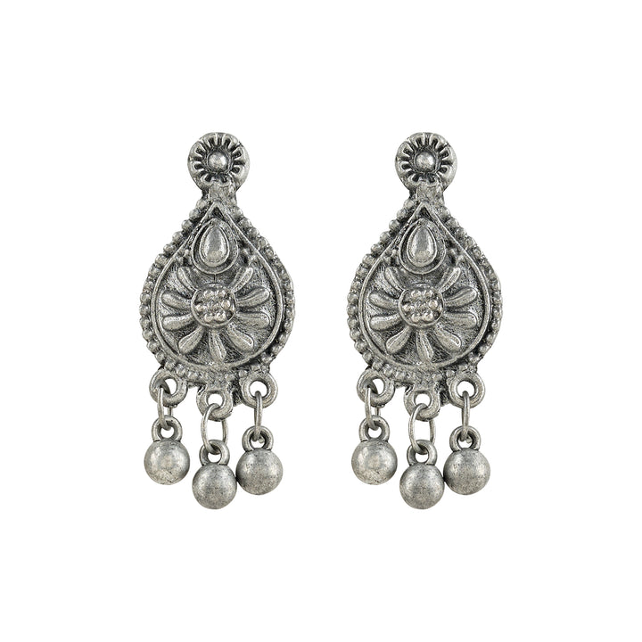 Teejh Wamiqa Silver Oxidised Long Necklace set