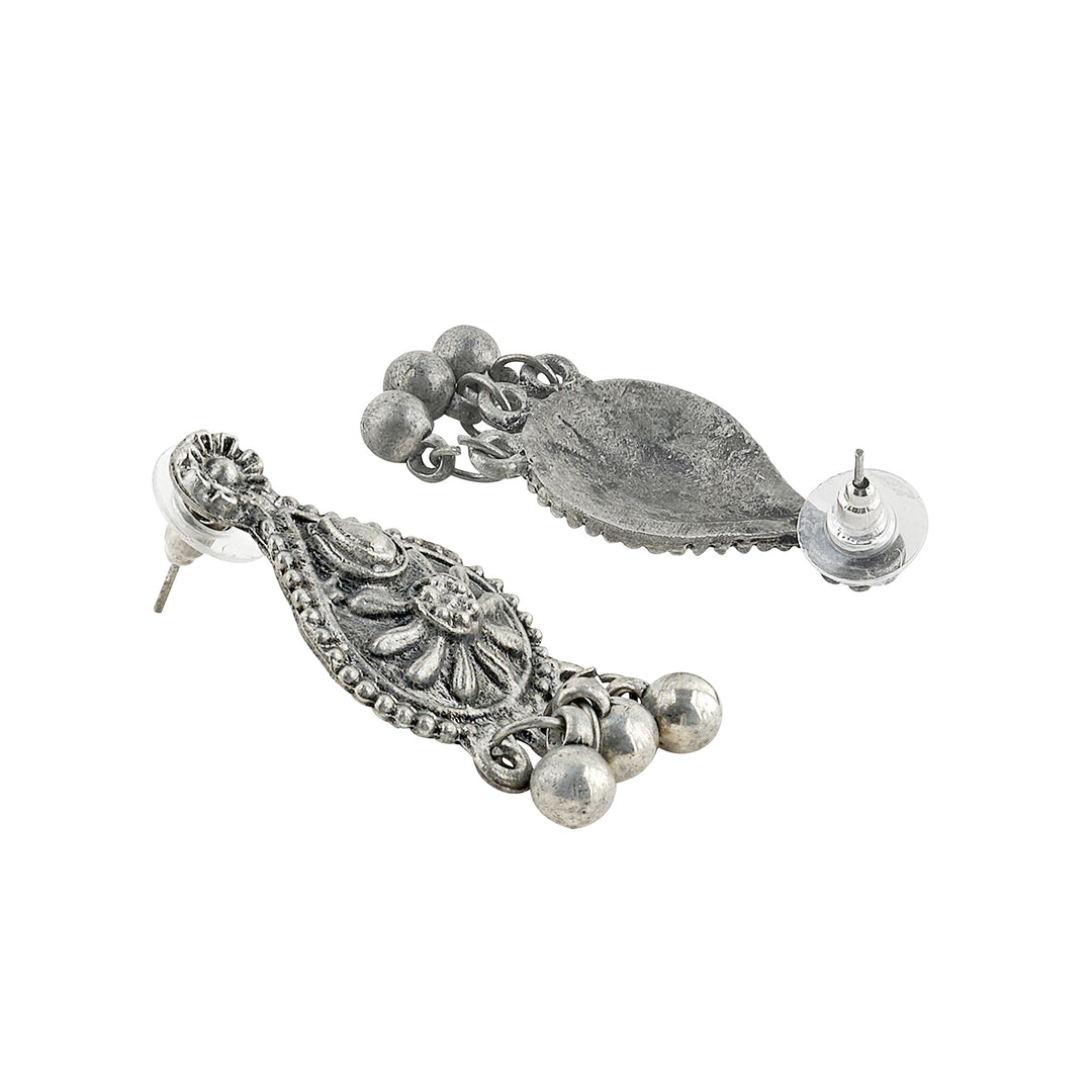 Teejh Wamiqa Silver Oxidised Long Necklace set