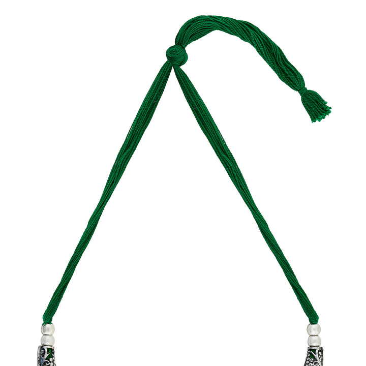 Teejh Saanhj Green  Silver Oxidised Necklace Set