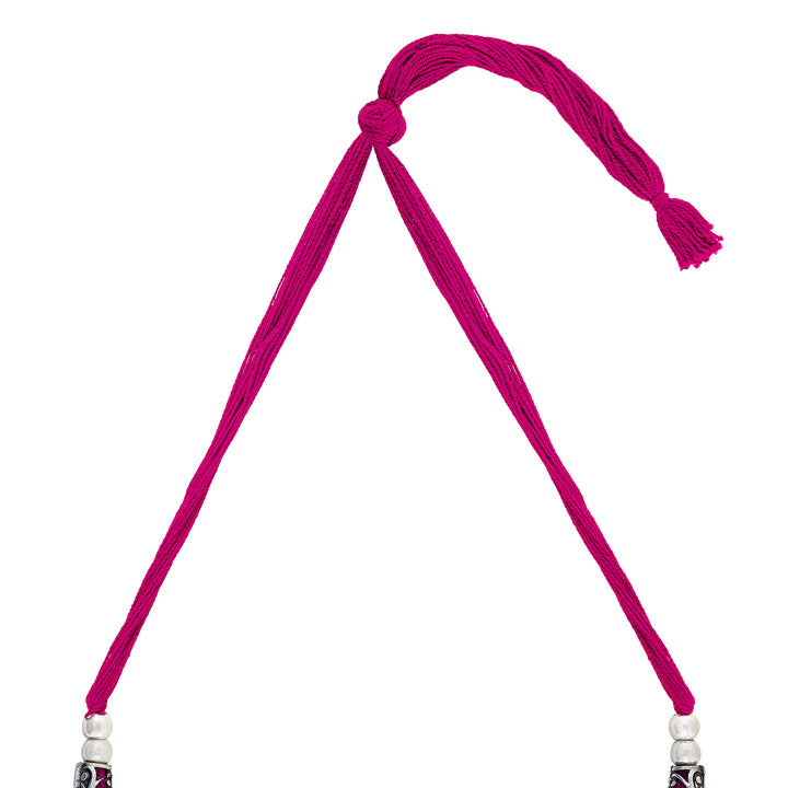 Teejh Saanhj Pink Silver Oxidised Necklace Set
