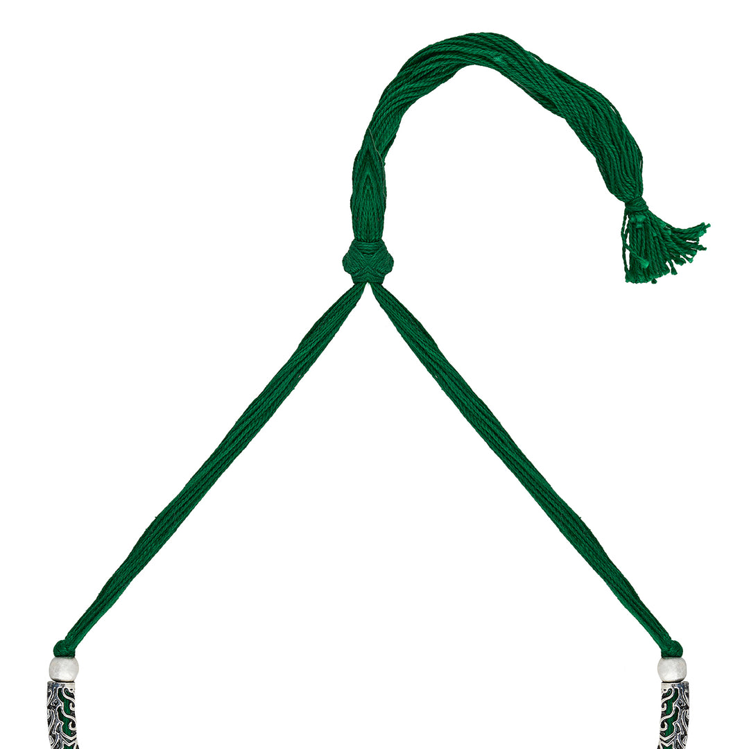 Teejh Naad Green Silver Oxidised Necklace Set