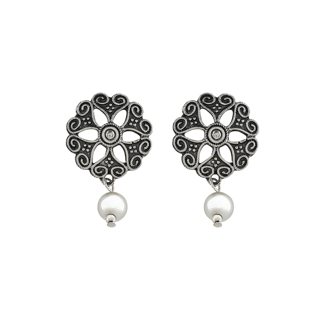 Teejh Naad Green Silver Oxidised Necklace Set