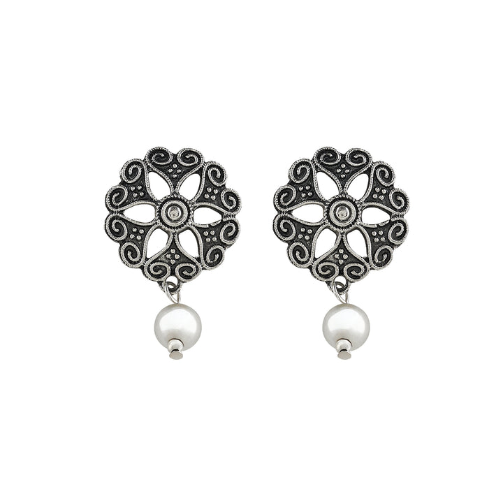 Teejh Naad Green Silver Oxidised Necklace Set