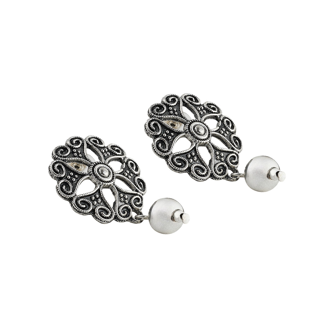 Teejh Naad Green Silver Oxidised Necklace Set