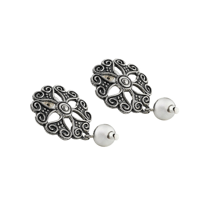 Teejh Naad Green Silver Oxidised Necklace Set