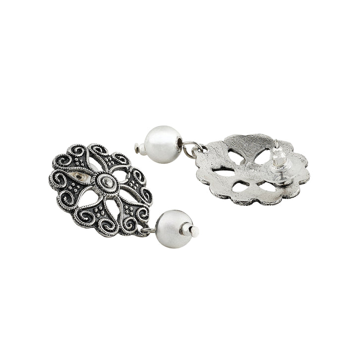 Teejh Naad Green Silver Oxidised Necklace Set