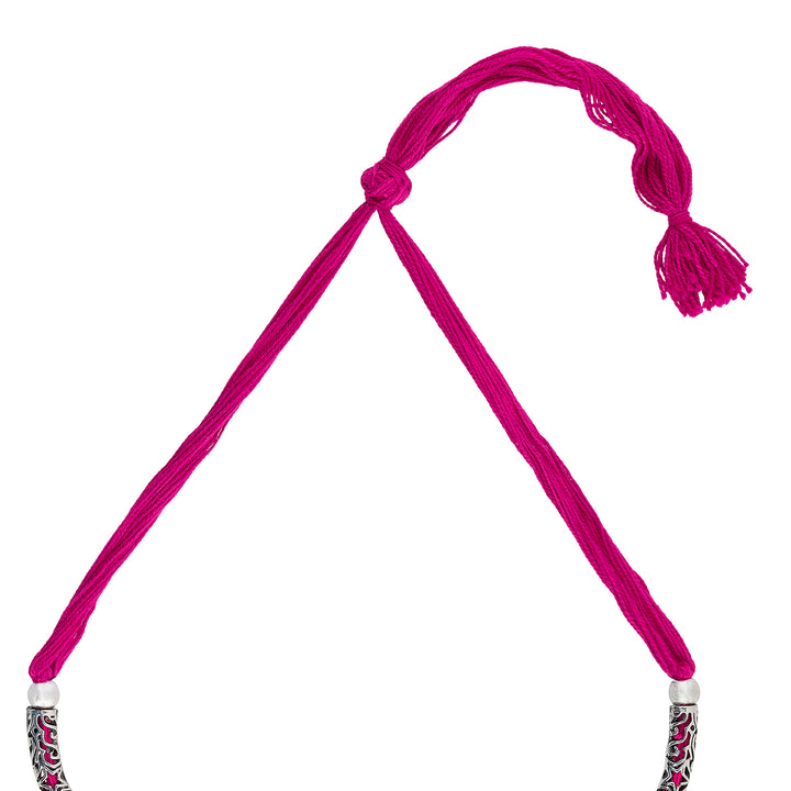 Teejh Naad Pink Silver Oxidised Necklace Set