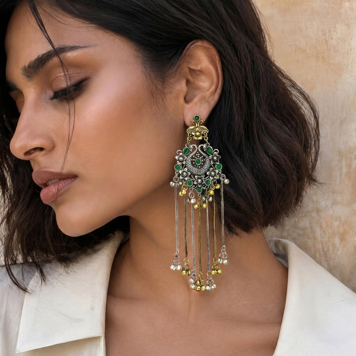 Teejh Sarash Dual Tone  Ghungroo Danglers