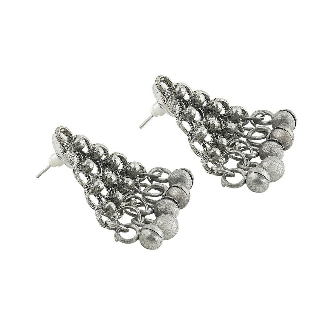 Teejh Taal Silver Oxidised Ghungroo Necklace Set
