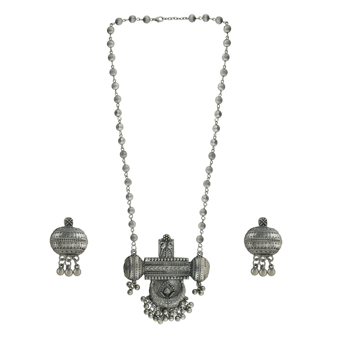 Teejh Ankah Silver Oxidised Necklace Set