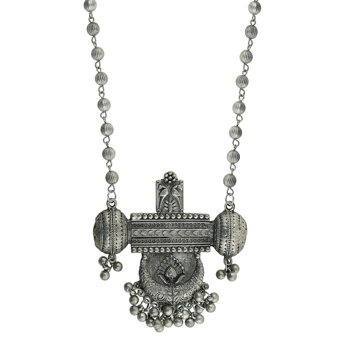 Teejh Ankah Silver Oxidised Necklace Set