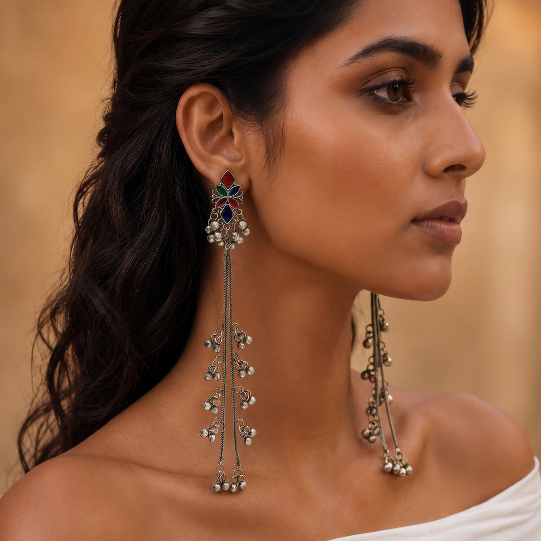 Teejh Chimer Silver Oxidised Danglers