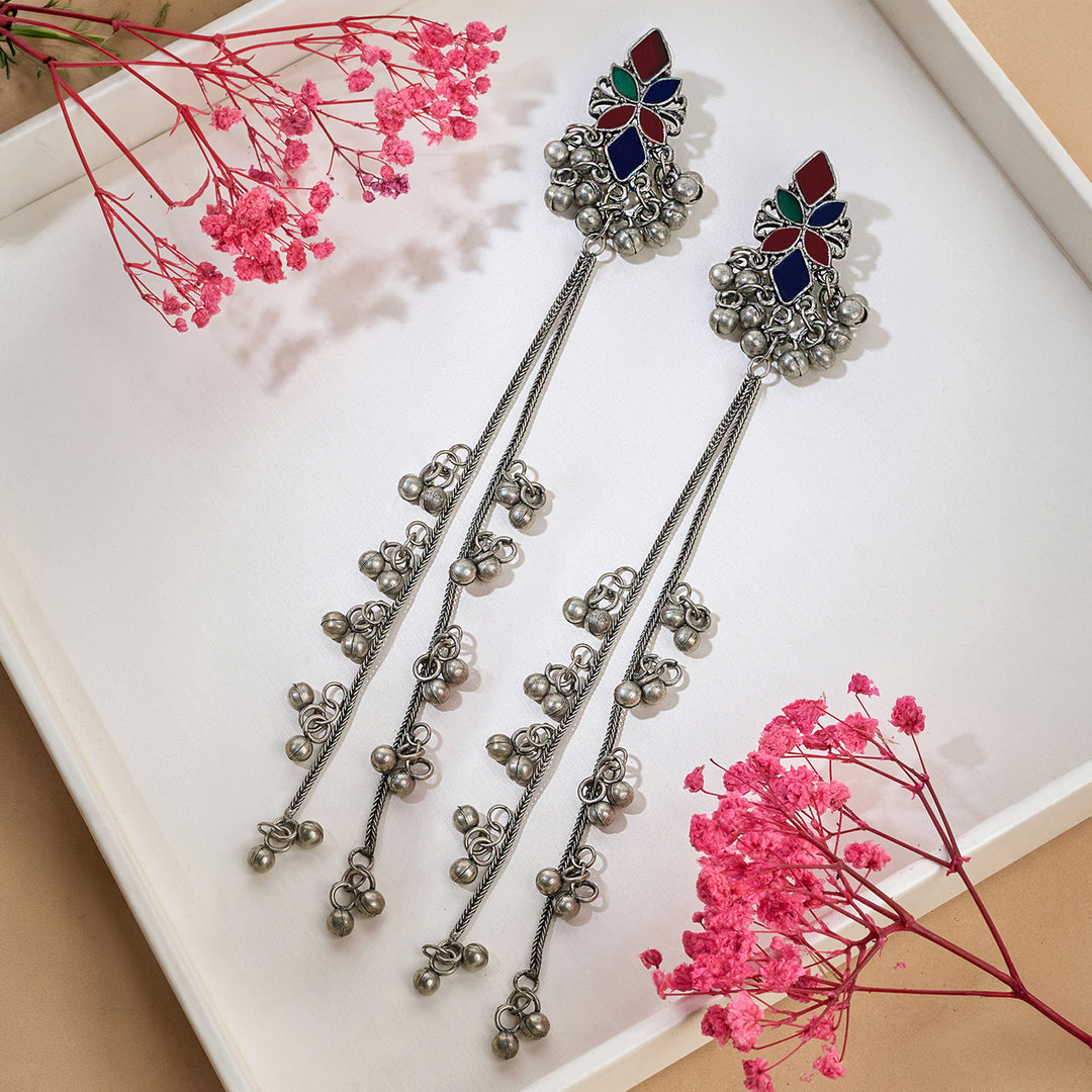 Teejh Chimer Silver Oxidised Danglers