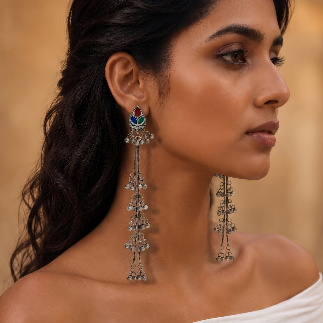 Teejh Taalika Silver Oxidised Danglers