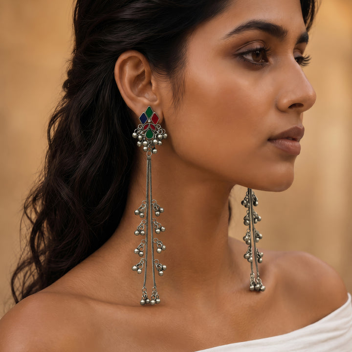 Teejh Noorie Silver Oxidised Danglers