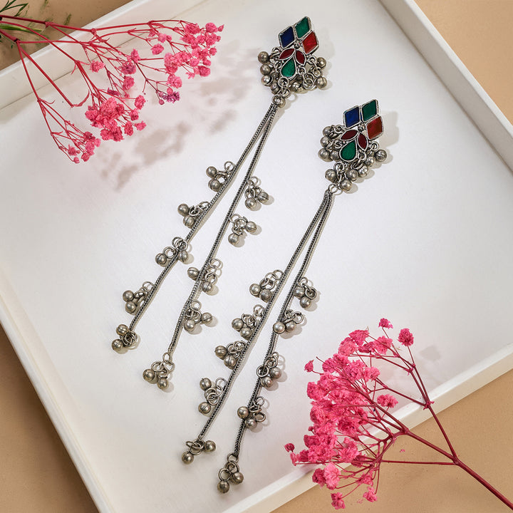 Teejh Noorie Silver Oxidised Danglers
