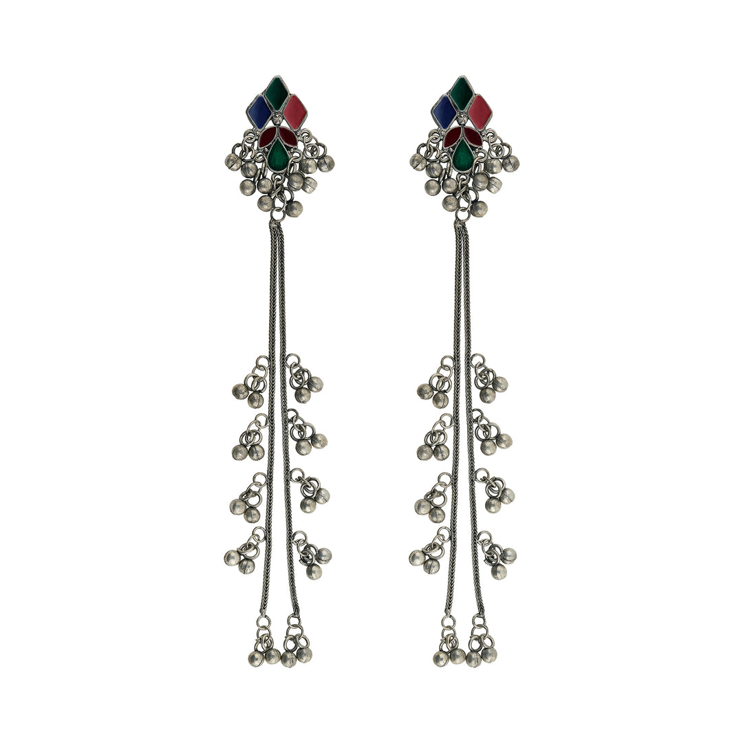 Teejh Noorie Silver Oxidised Danglers