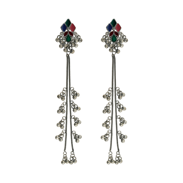 Teejh Noorie Silver Oxidised Danglers
