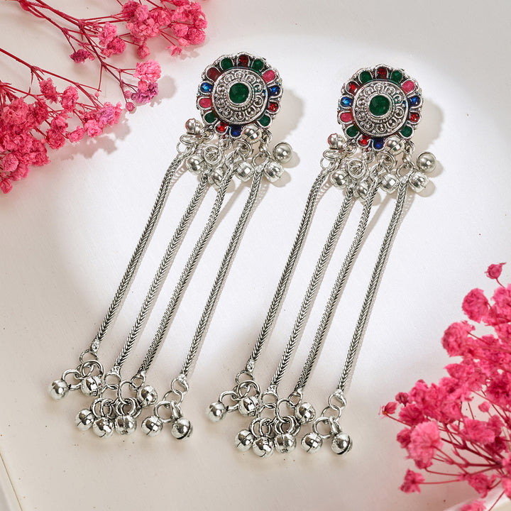 Teejh Jhali Silver Oxidised Danglers