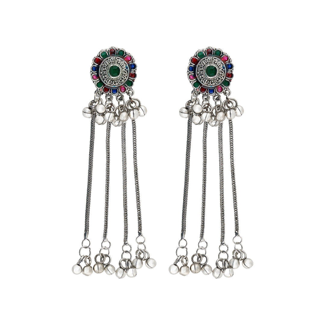 Teejh Jhali Silver Oxidised Danglers