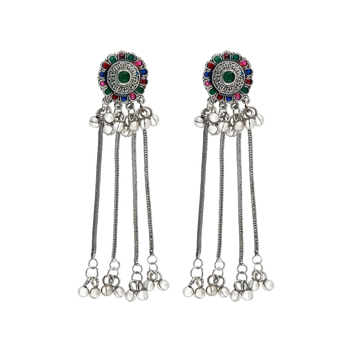 Teejh Jhali Silver Oxidised Danglers