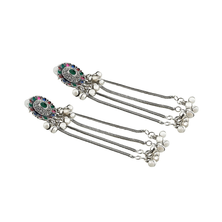 Teejh Jhali Silver Oxidised Danglers