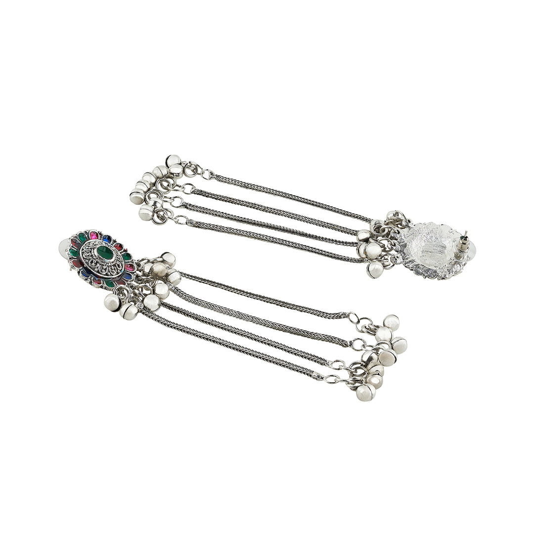 Teejh Jhali Silver Oxidised Danglers