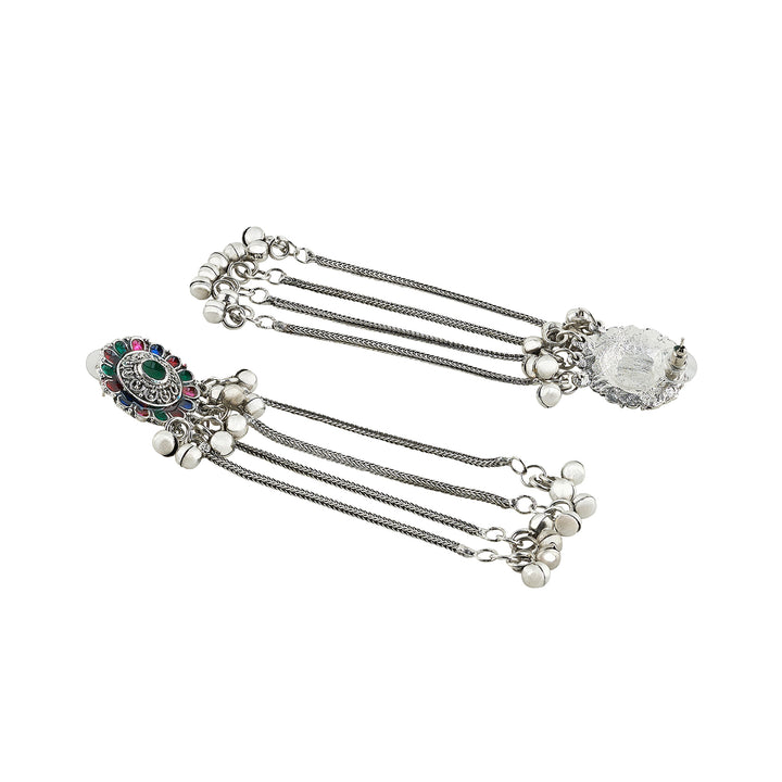 Teejh Jhali Silver Oxidised Danglers