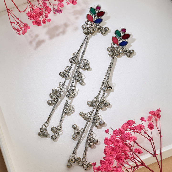 Teejh Pyal  Silver Oxidised Danglers