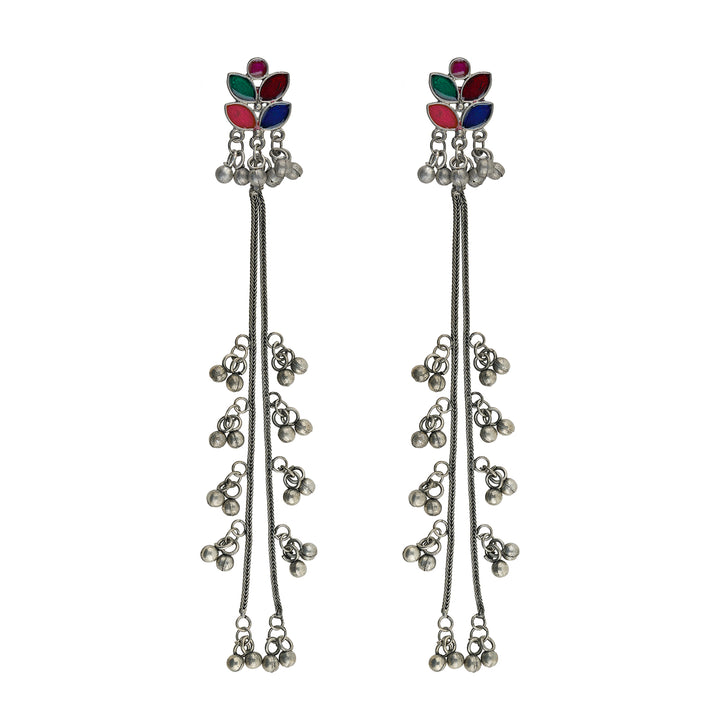 Teejh Pyal  Silver Oxidised Danglers
