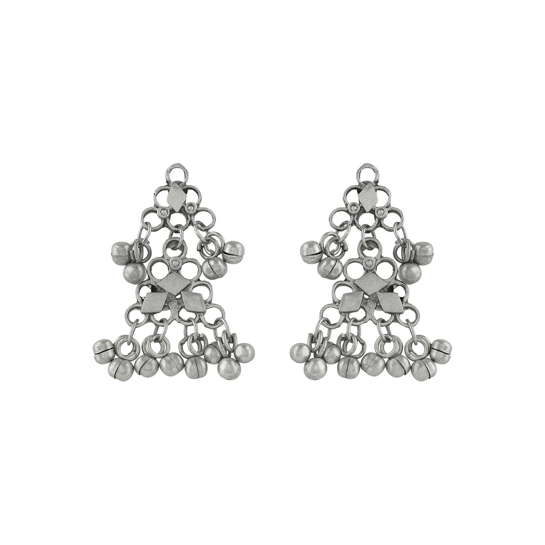 Teejh  Yali Silver Oxidised Ghungroo Necklace Set