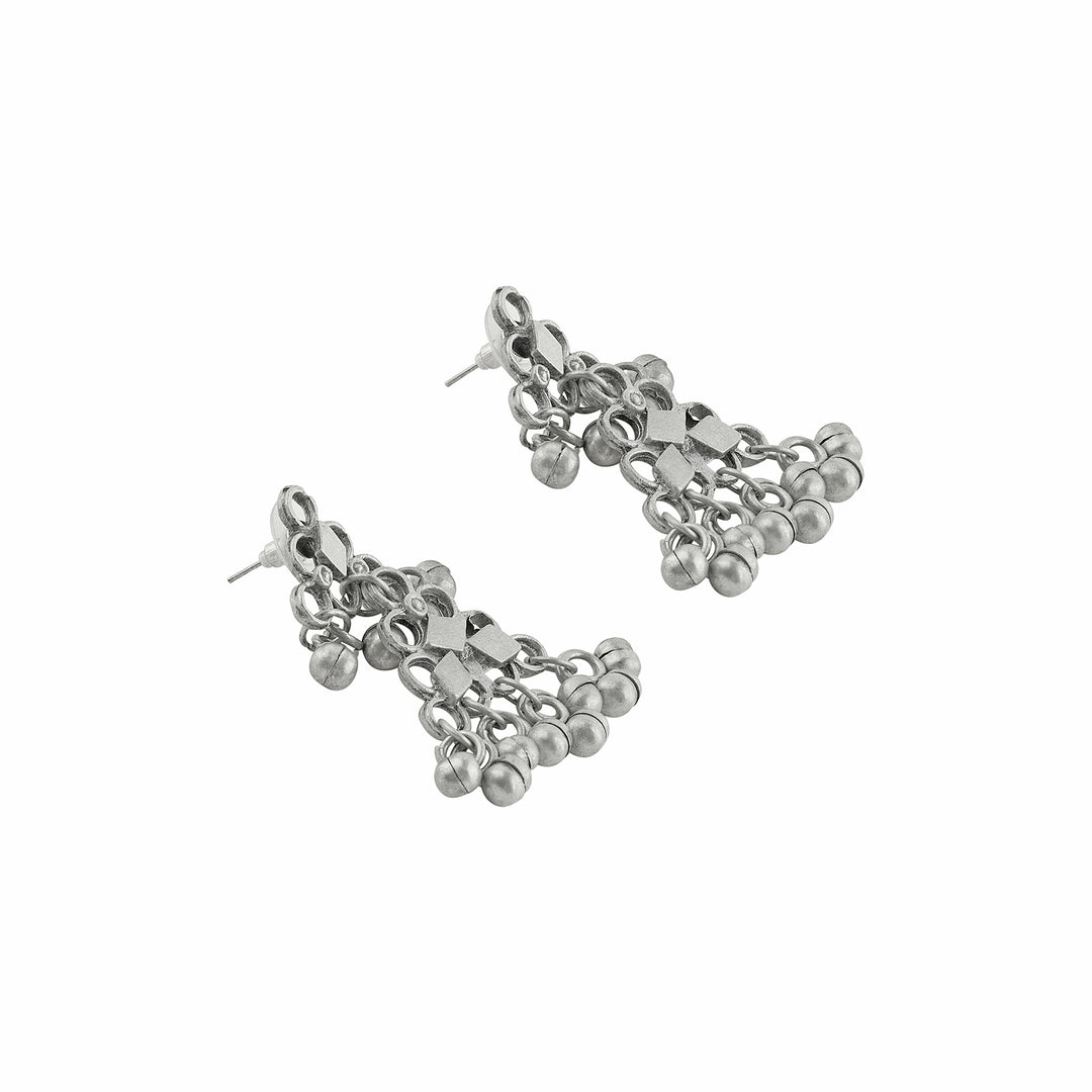 Teejh  Yali Silver Oxidised Ghungroo Necklace Set
