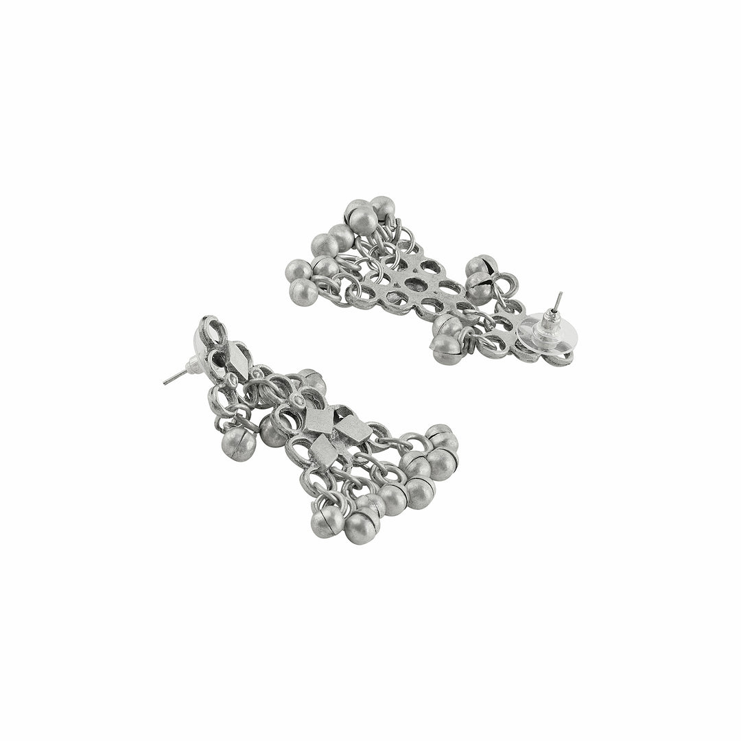 Teejh  Yali Silver Oxidised Ghungroo Necklace Set
