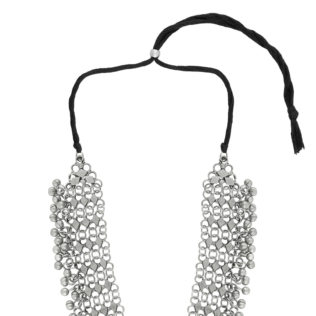 Teejh  Rusi Silver Oxidised Ghungroo Necklace Set