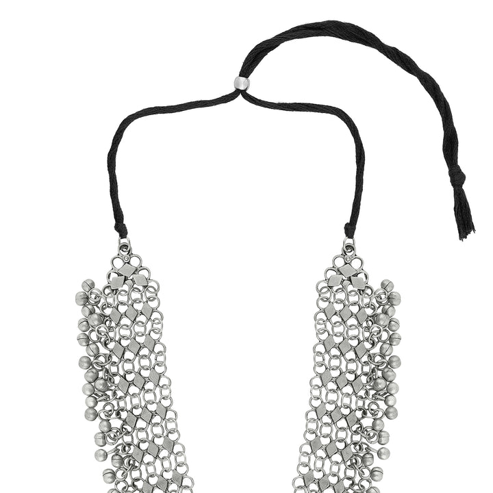 Teejh  Rusi Silver Oxidised Ghungroo Necklace Set