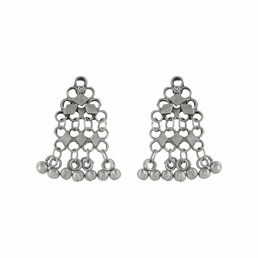 Teejh  Rusi Silver Oxidised Ghungroo Necklace Set