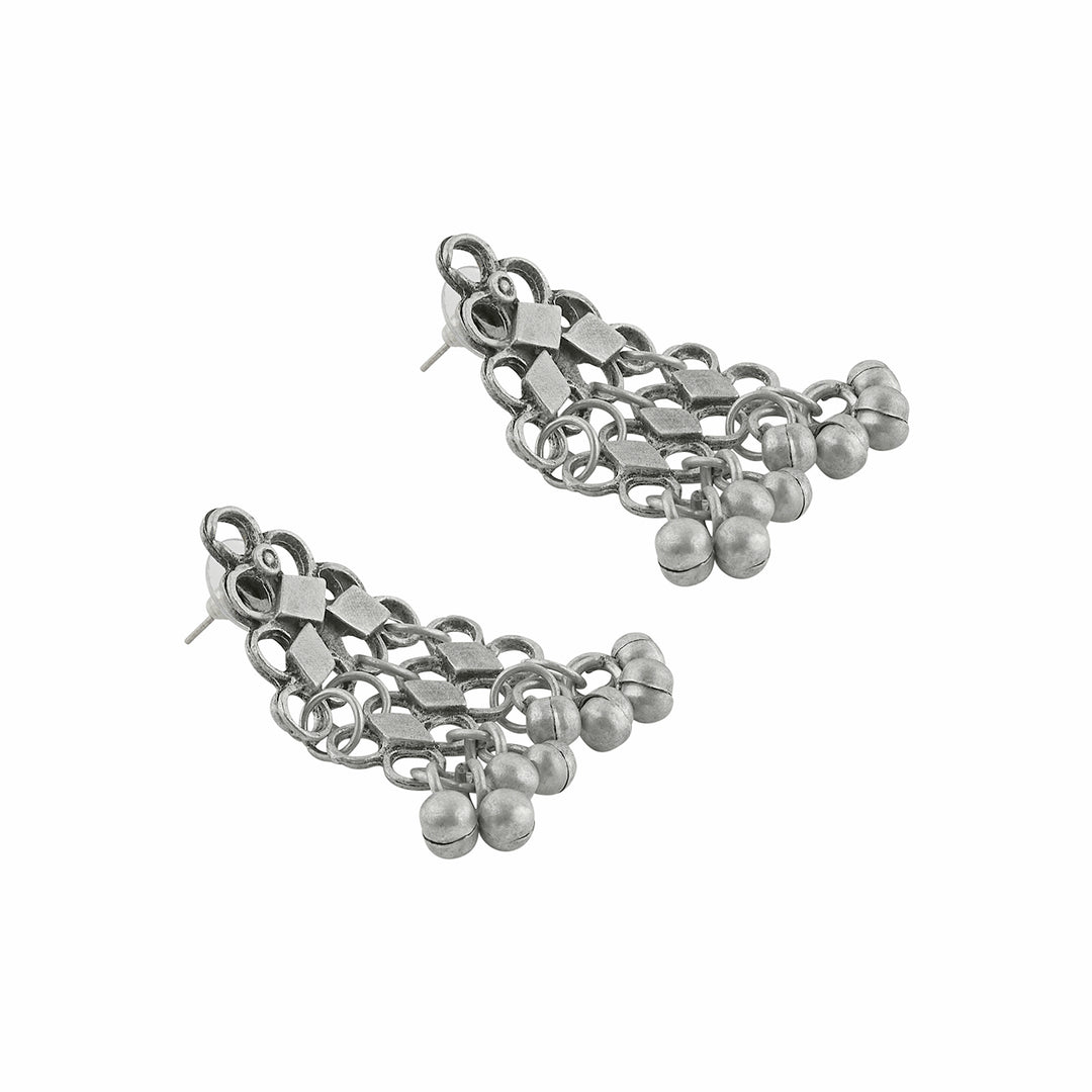 Teejh  Rusi Silver Oxidised Ghungroo Necklace Set