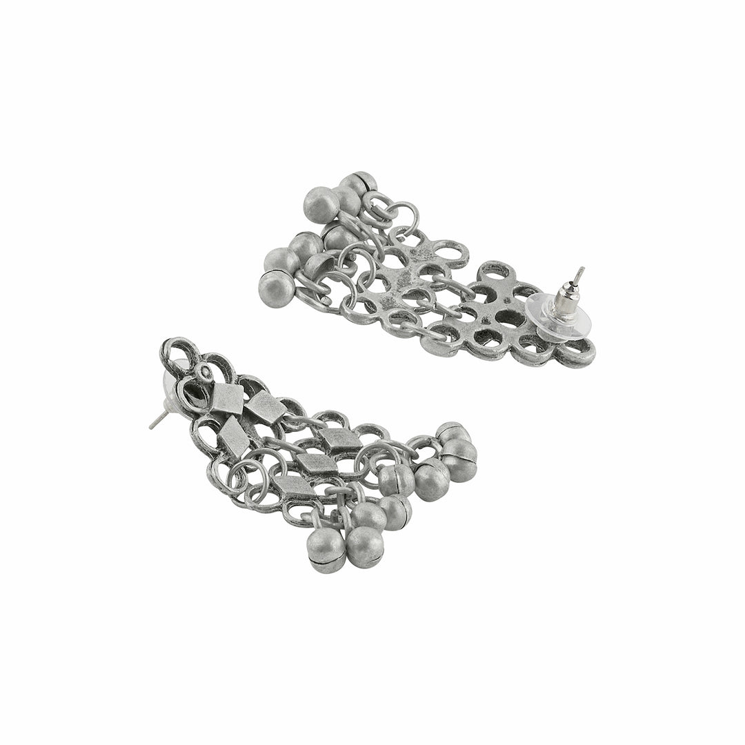 Teejh  Rusi Silver Oxidised Ghungroo Necklace Set