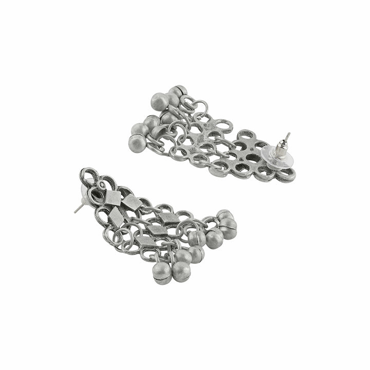Teejh  Rusi Silver Oxidised Ghungroo Necklace Set