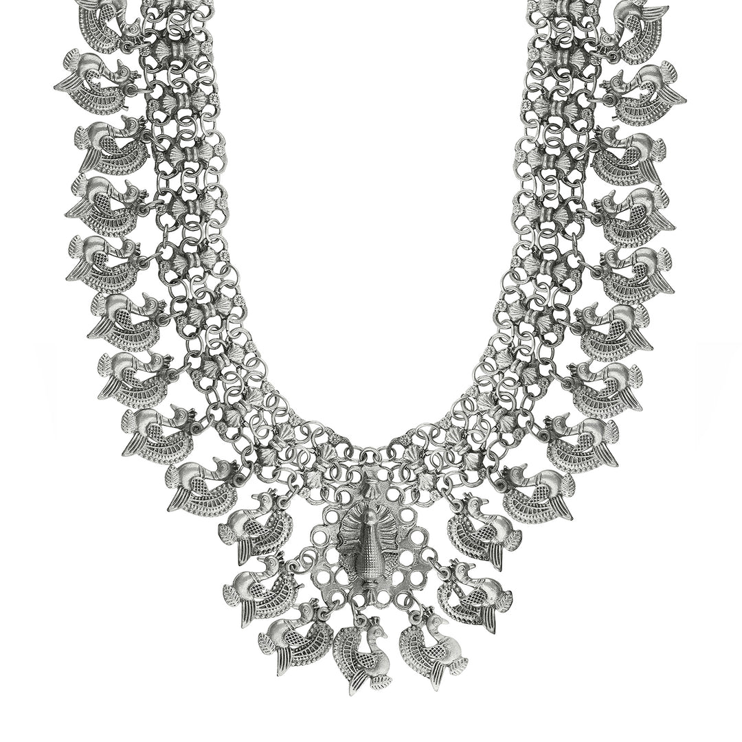 Teejh  Susie Silver Oxidised Ghungroo Necklace Set