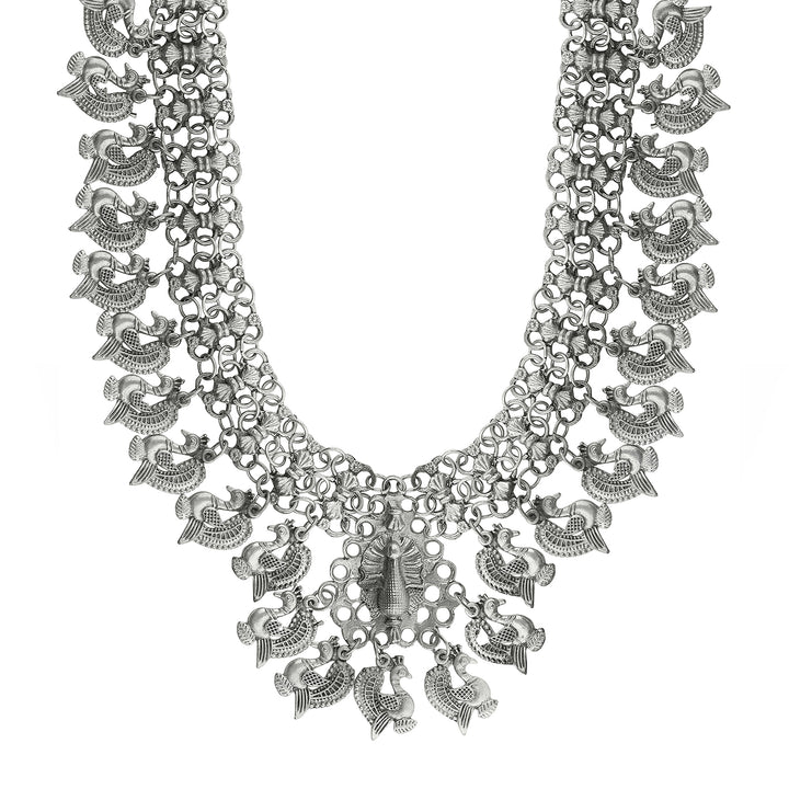 Teejh  Susie Silver Oxidised Ghungroo Necklace Set