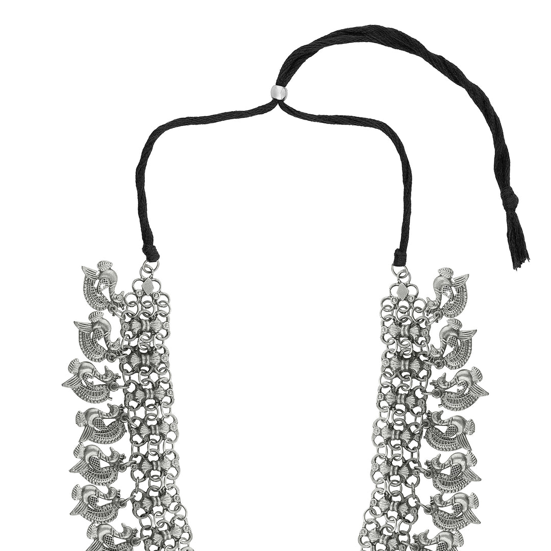 Teejh  Susie Silver Oxidised Ghungroo Necklace Set