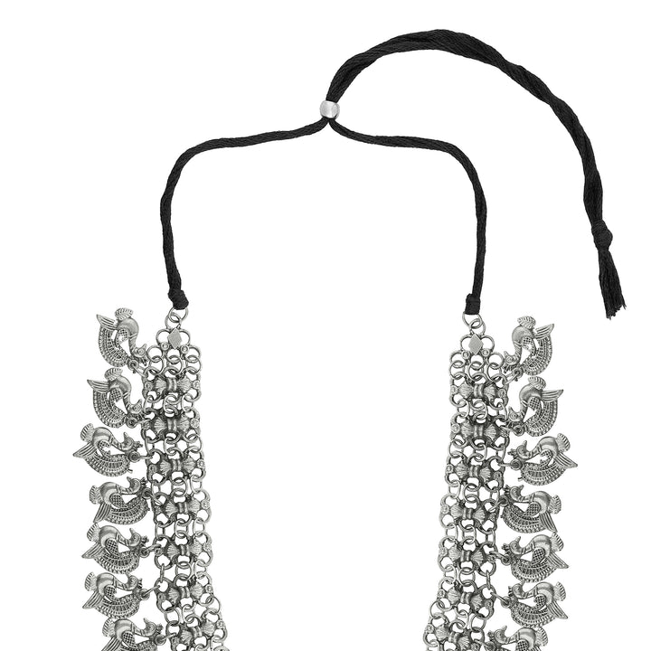 Teejh  Susie Silver Oxidised Ghungroo Necklace Set
