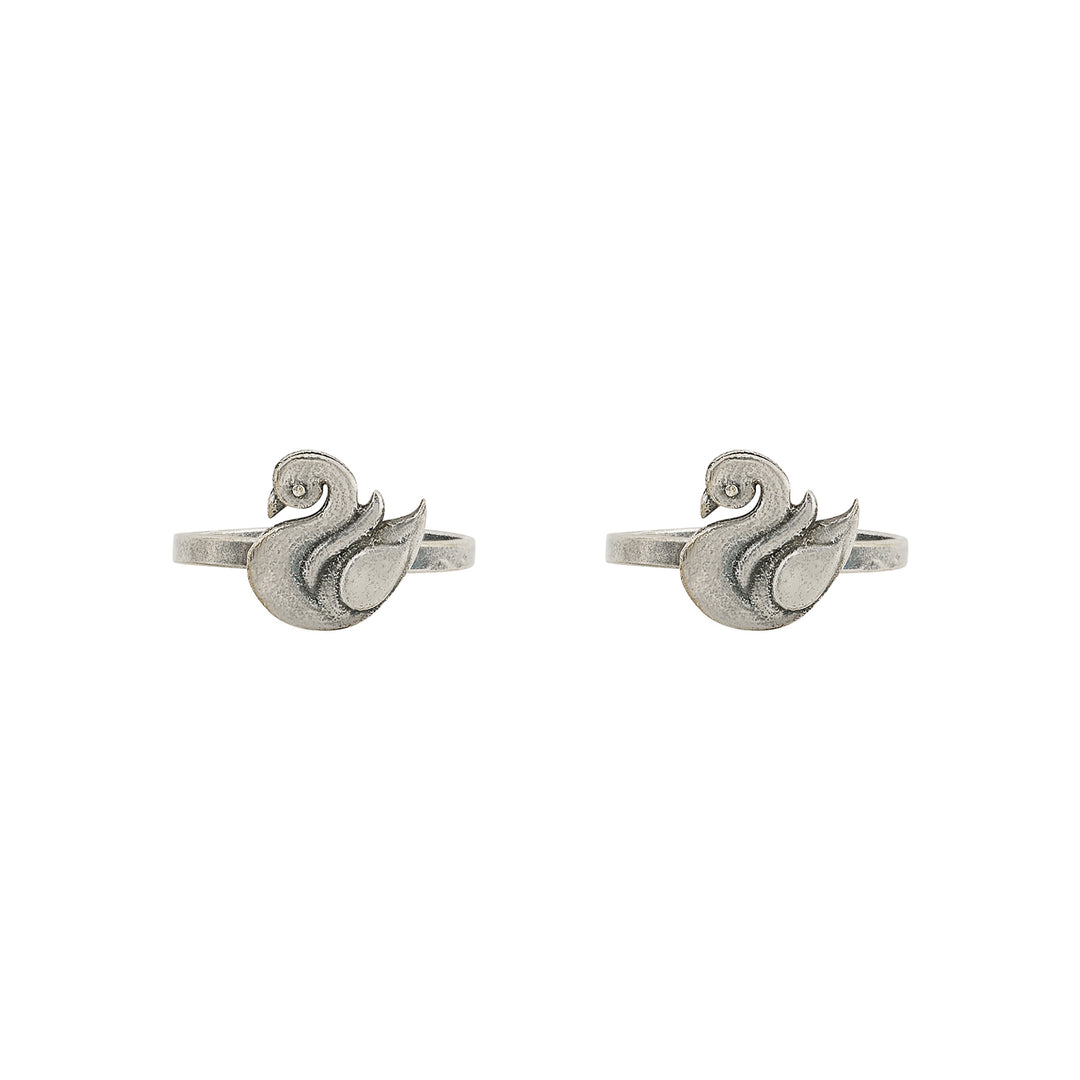 Teejh Siaara Silver Oxidised Toe Rings
