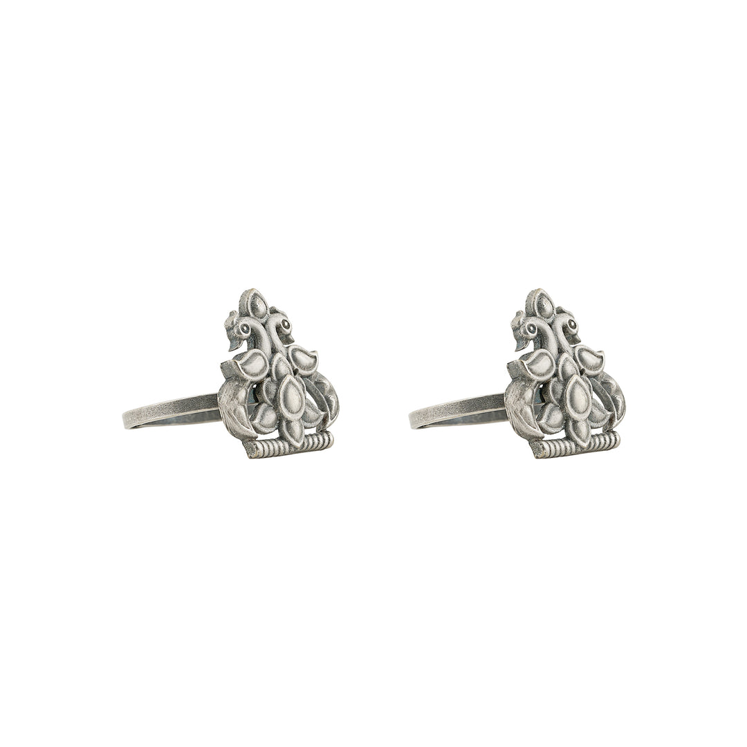 Teejh Ruhaya Silver Oxidised Toe Rings