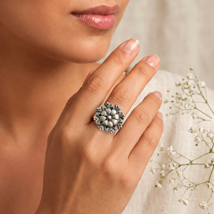 Teejh Zareena Silver Oxidised Ring