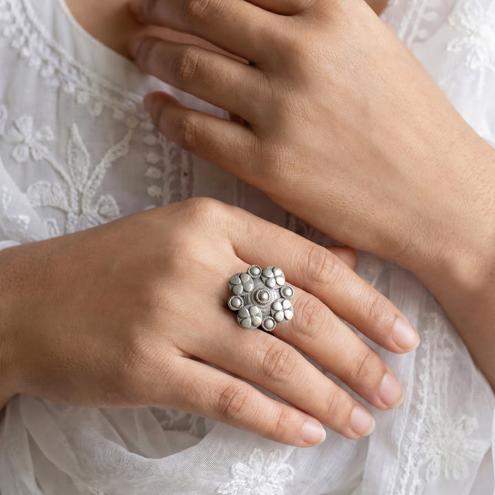 Teejh Tavisha Silver Oxidised Ring