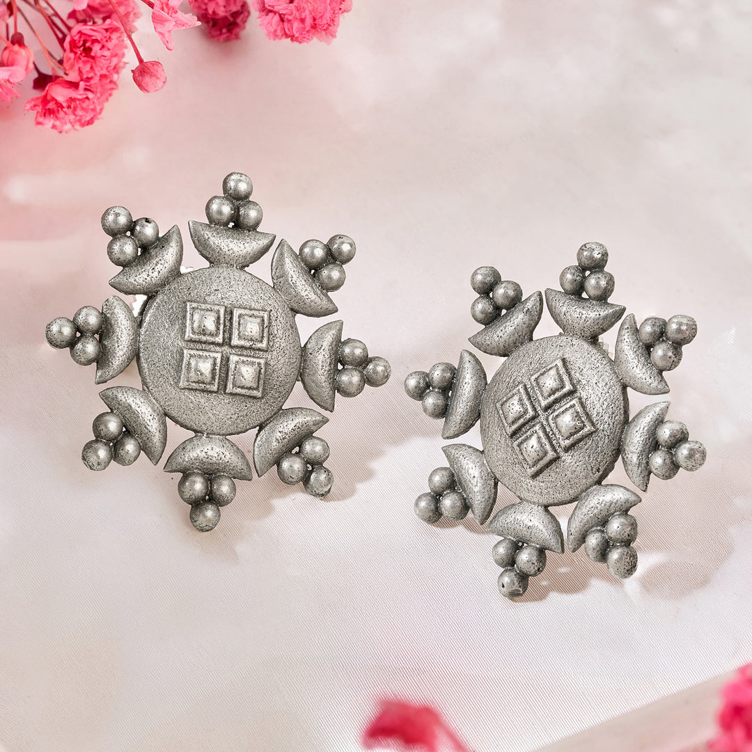 Teejh Zevaani Silver Oxidised Earrings