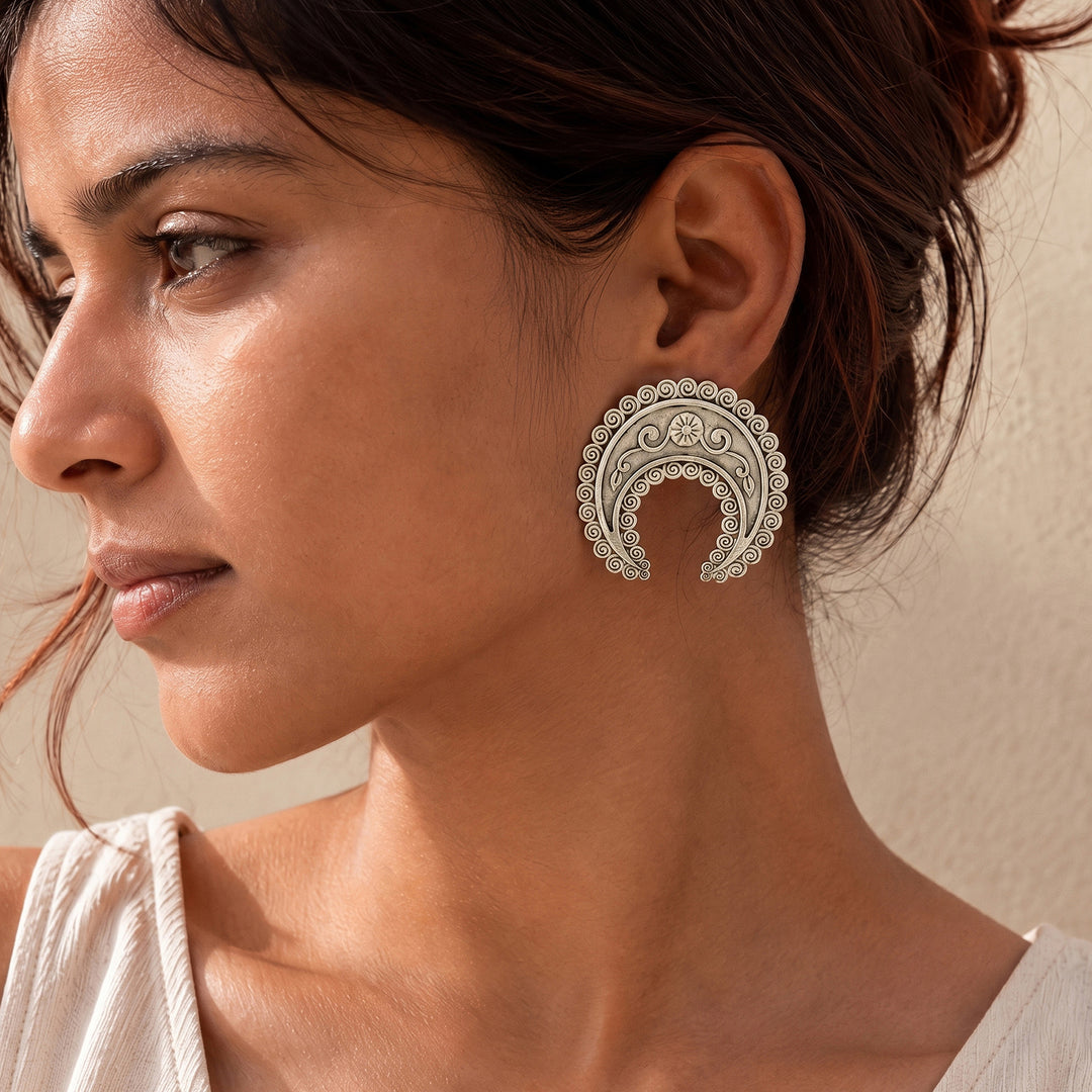 Teejh Iraayah Silver Oxidised Earrings