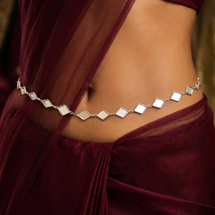 Teejh Rosha Silver Oxidised Waist Belt